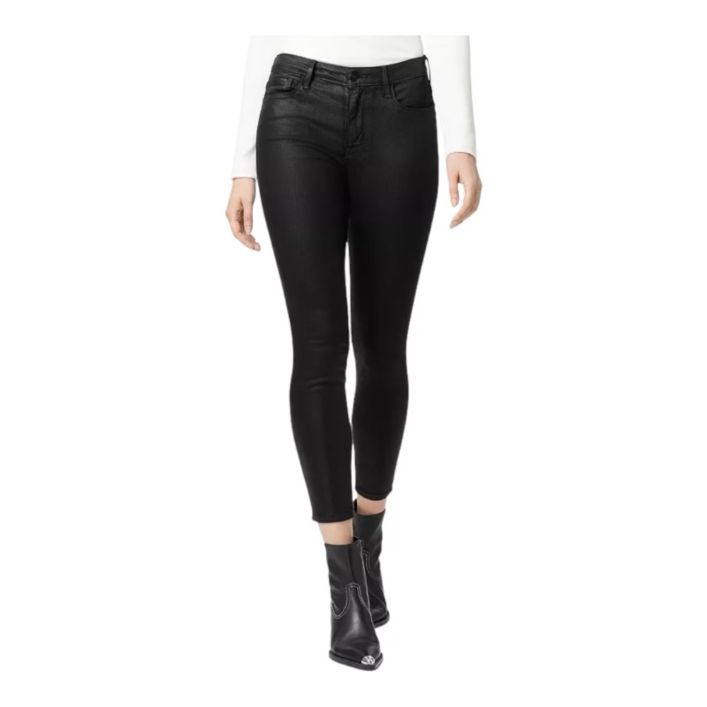 NWT Social Standard by Sanctuary Slick Black Coated Jeans Ankle Length Size 4